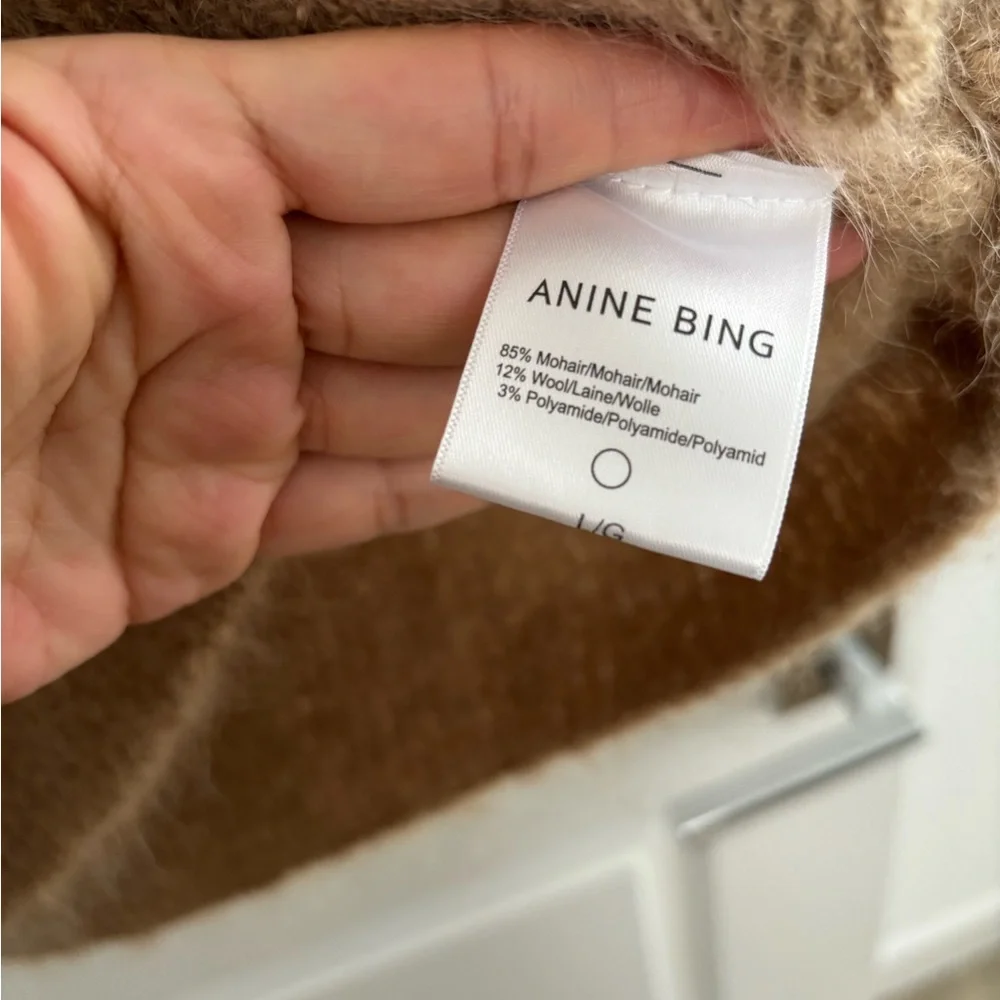 Anine Bing Tan Crew Neck Sweater Plush Relaxed Fit - Picture 7 of 7
